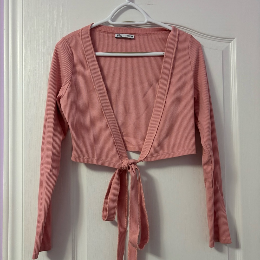 Zara Pink Wrap Top Size S
